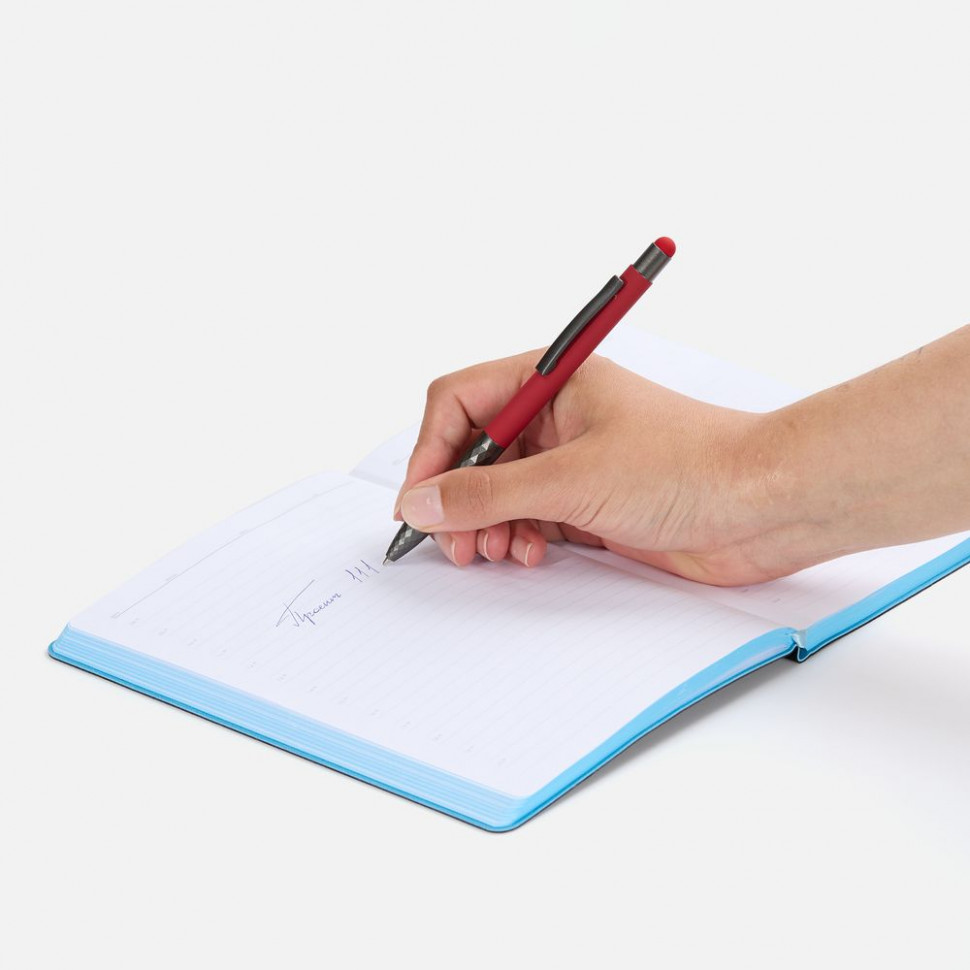 Ручка шариковая Digit Soft Touch со стилусом, красная
