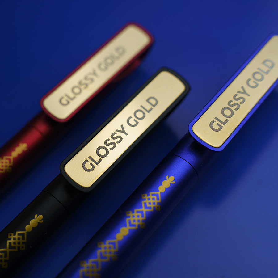 Ручка шариковая GLOSSY GOLD, красный, золотистый