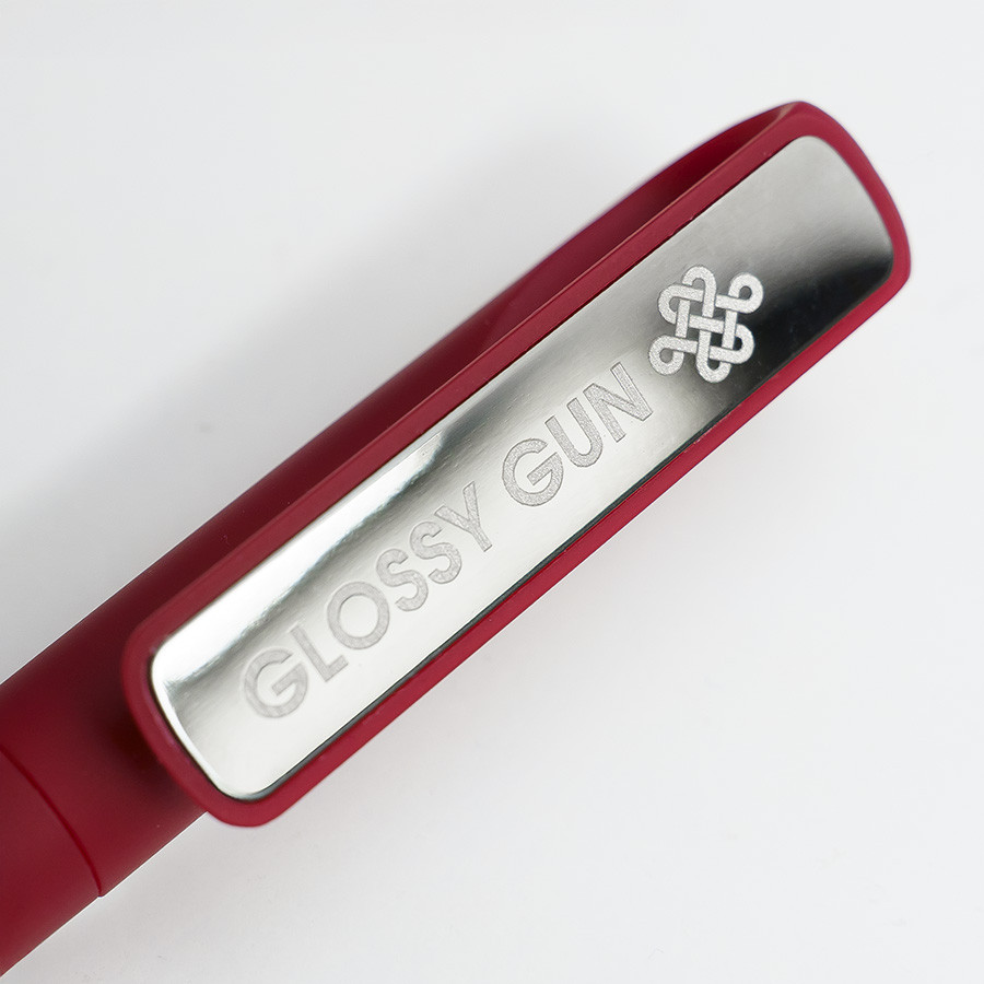 Ручка шариковая GLOSSY GUN с покрытием soft touch, красный, серебристый