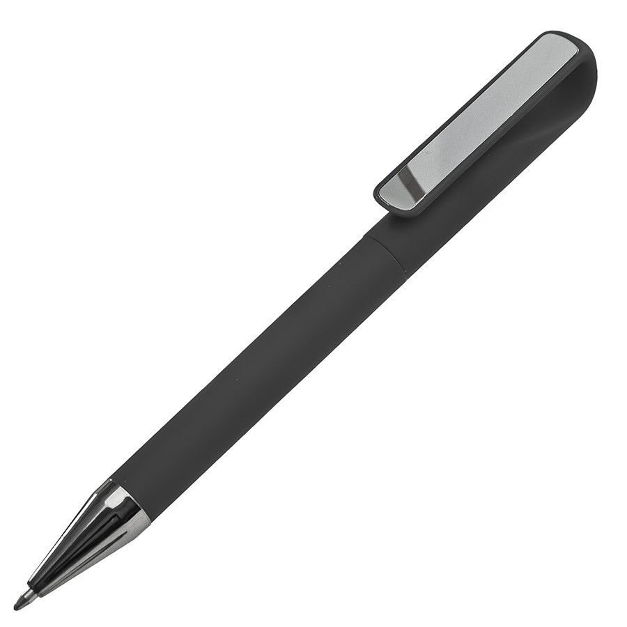 Ручка шариковая GLOSSY GUN с покрытием soft touch, красный, серебристый