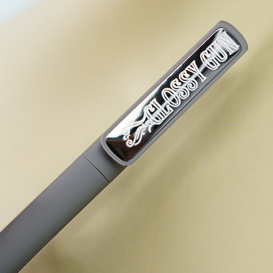 Ручка шариковая GLOSSY GUN с покрытием soft touch, красный, серебристый