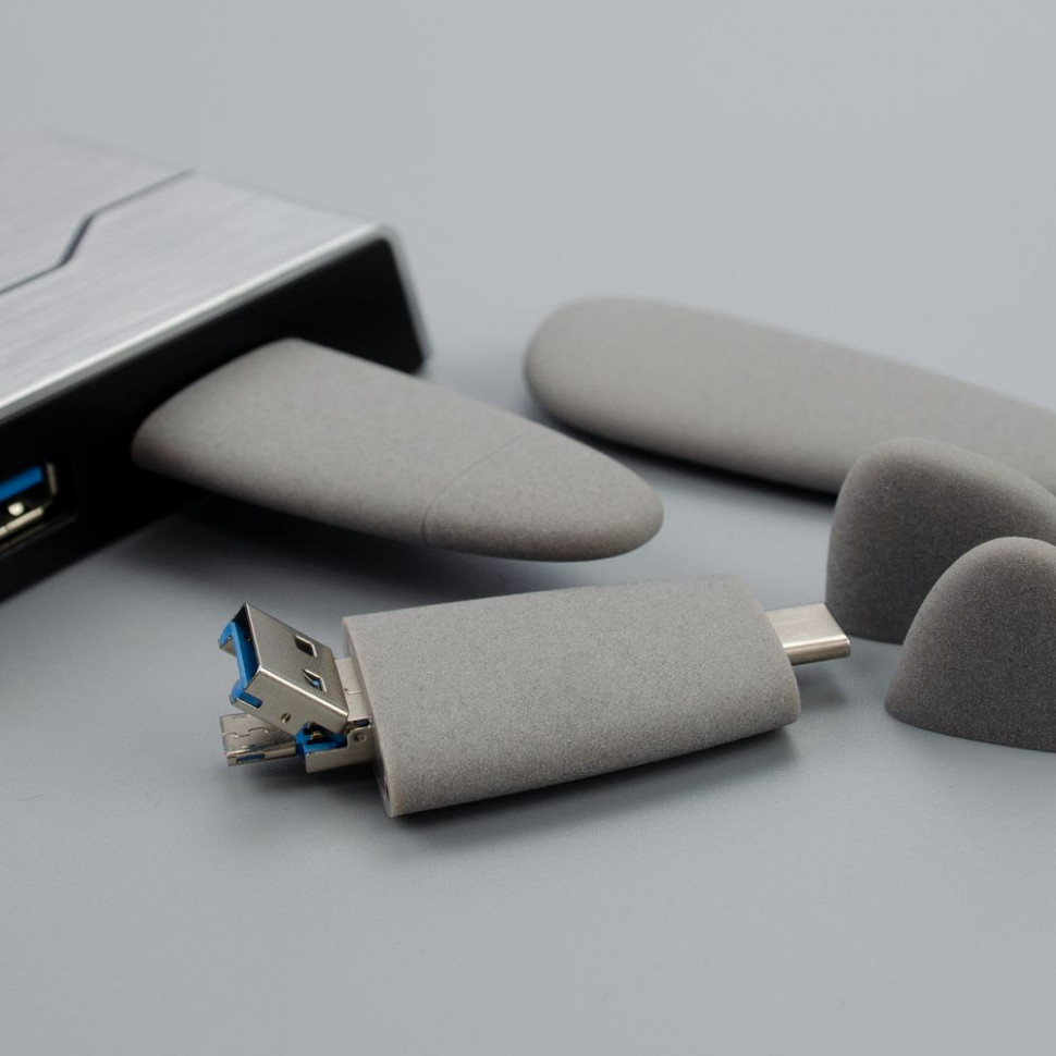 Флешка Pebble Universal, USB 3.0, серая