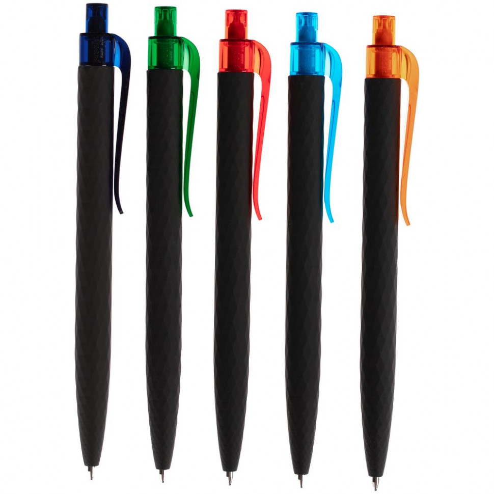 Ручка шариковая Prodir QS01 PRT-T Soft Touch, черная с голубым
