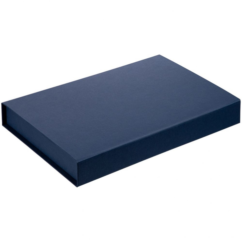 Коробка Silk с ложементом под ежедневник 15х21 см и ручку, ver.2, темно-синяя