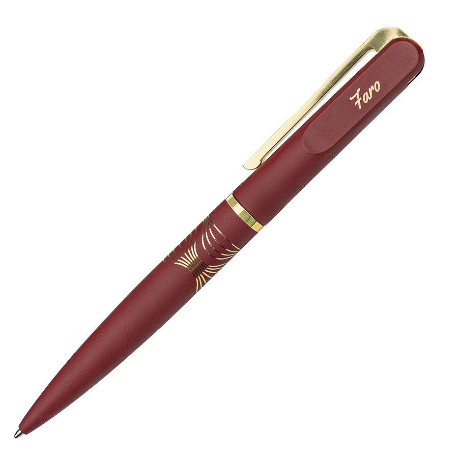 Ручка шариковая FARO, покрытие soft touch, бордовый, золотистый
