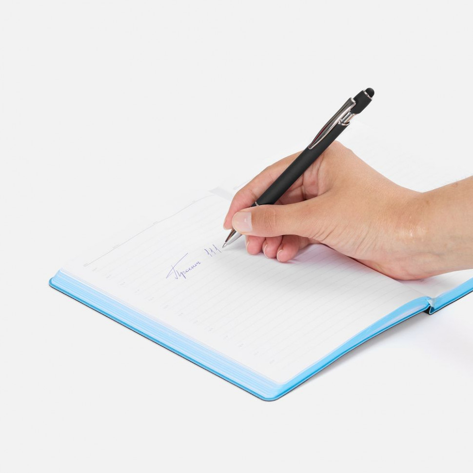 Ручка шариковая Pointer Soft Touch со стилусом, черная