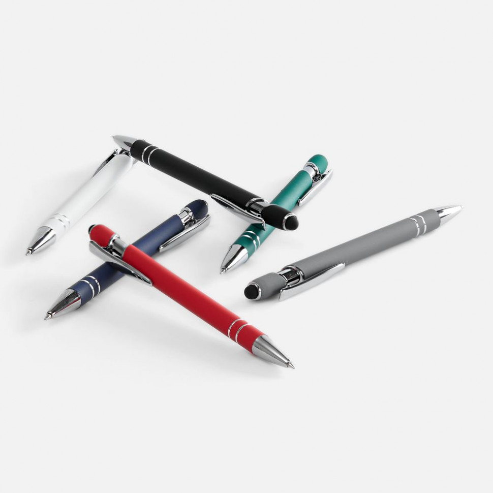 Ручка шариковая Pointer Soft Touch со стилусом, зеленая