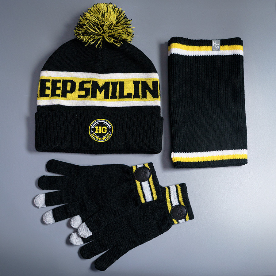 Образец вязанные перчатки с сенсорными пальцами CUSTOM MERCH, 100% аркил, черный, желтый