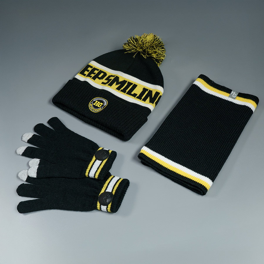 Образец вязанные перчатки с сенсорными пальцами CUSTOM MERCH, 100% аркил, черный, желтый
