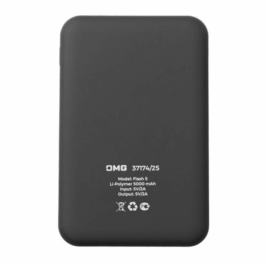 Универсальный аккумулятор Flash 5 (5000 мАч) с подсветкой и soft touch, синий, 9,8х6.3х1,3 см