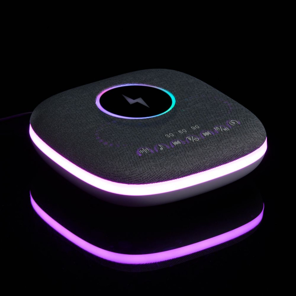 Bluetooth-колонка с беспроводной зарядкой и подсветкой Terrafonic, серая