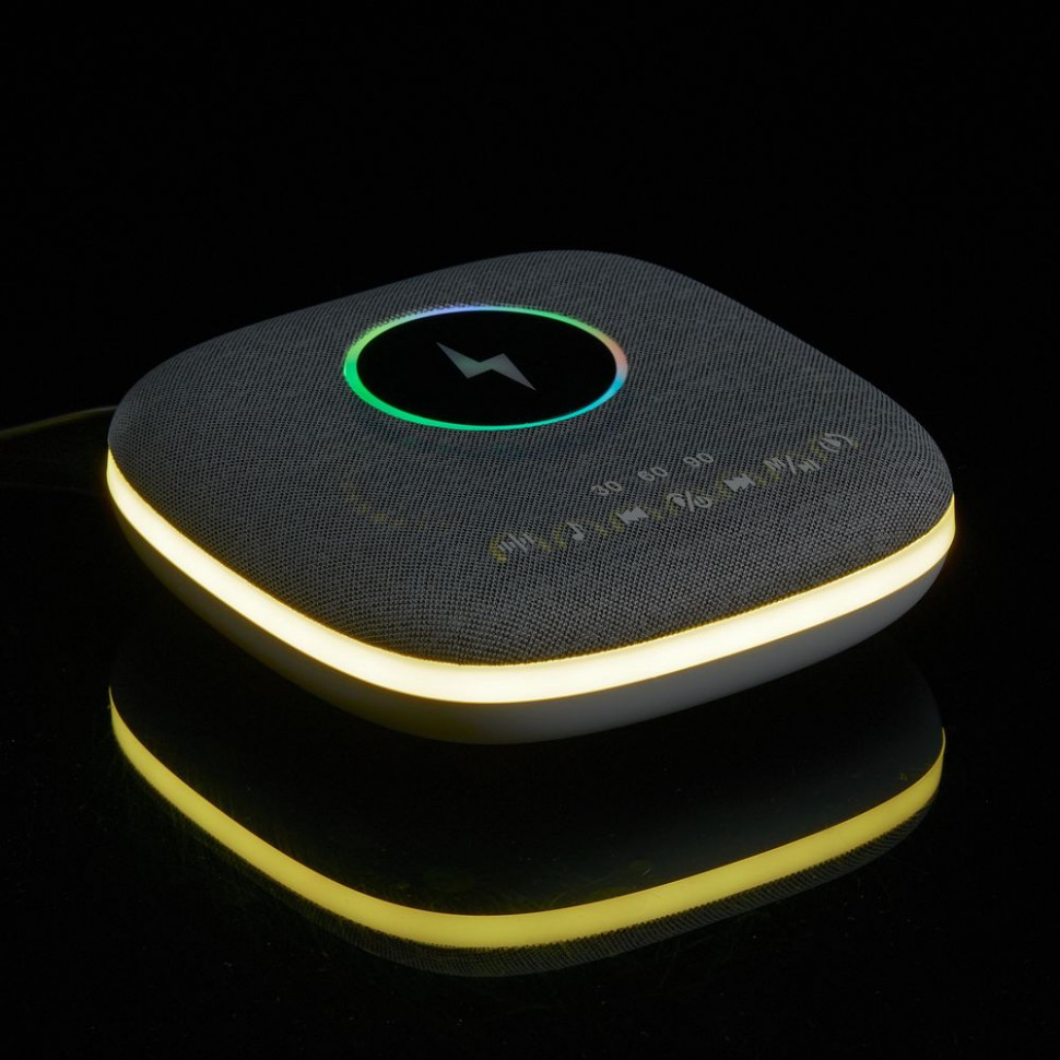 Bluetooth-колонка с беспроводной зарядкой и подсветкой Terrafonic, серая