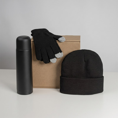 Набор подарочный GET WARM: перчатки, шапка, термос; зеленый