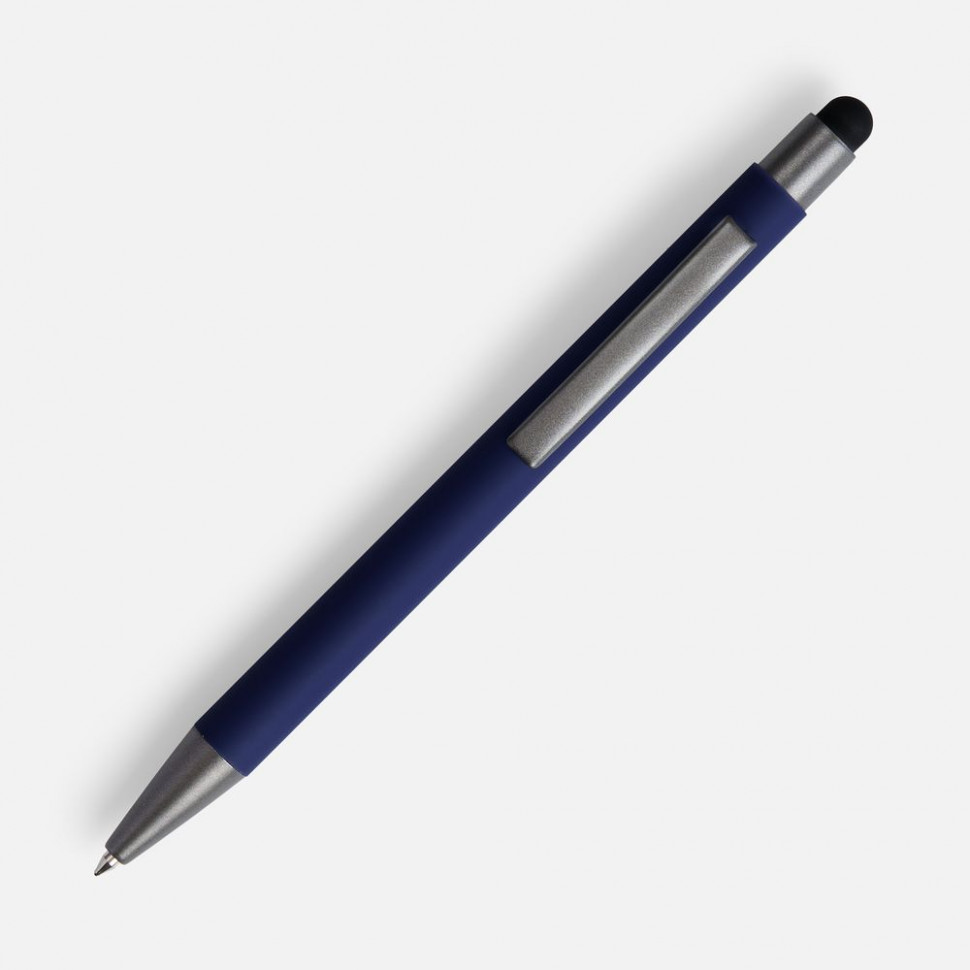 Ручка шариковая Atento Soft Touch со стилусом, темно-синяя