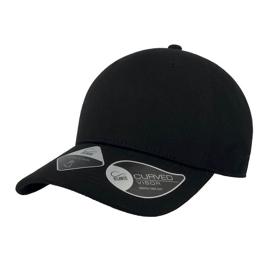Бейсболка UNI-CAP PIQUET, без панелей и швов, без застежки, черный