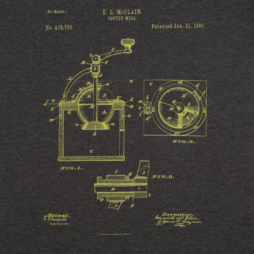 Футболка приталенная Old Patents. Coffee Mill
