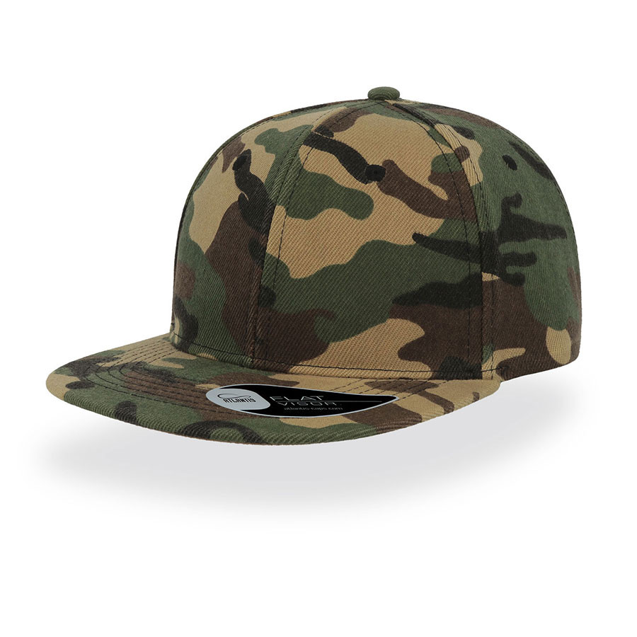 Бейсболка SNAP BACK, 6 клиньев, пластиковая застежка, зеленый камуфляж