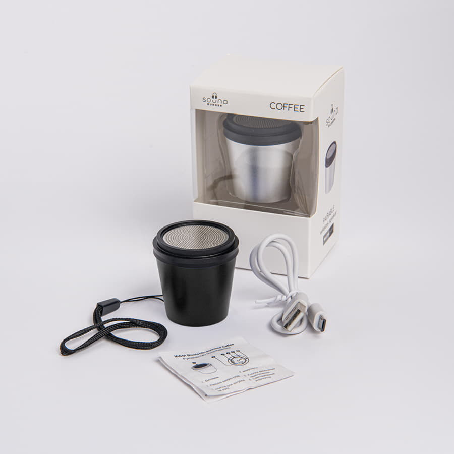 Портативная mini Bluetooth-колонка Sound Burger "Coffee" серебристый, серебряный